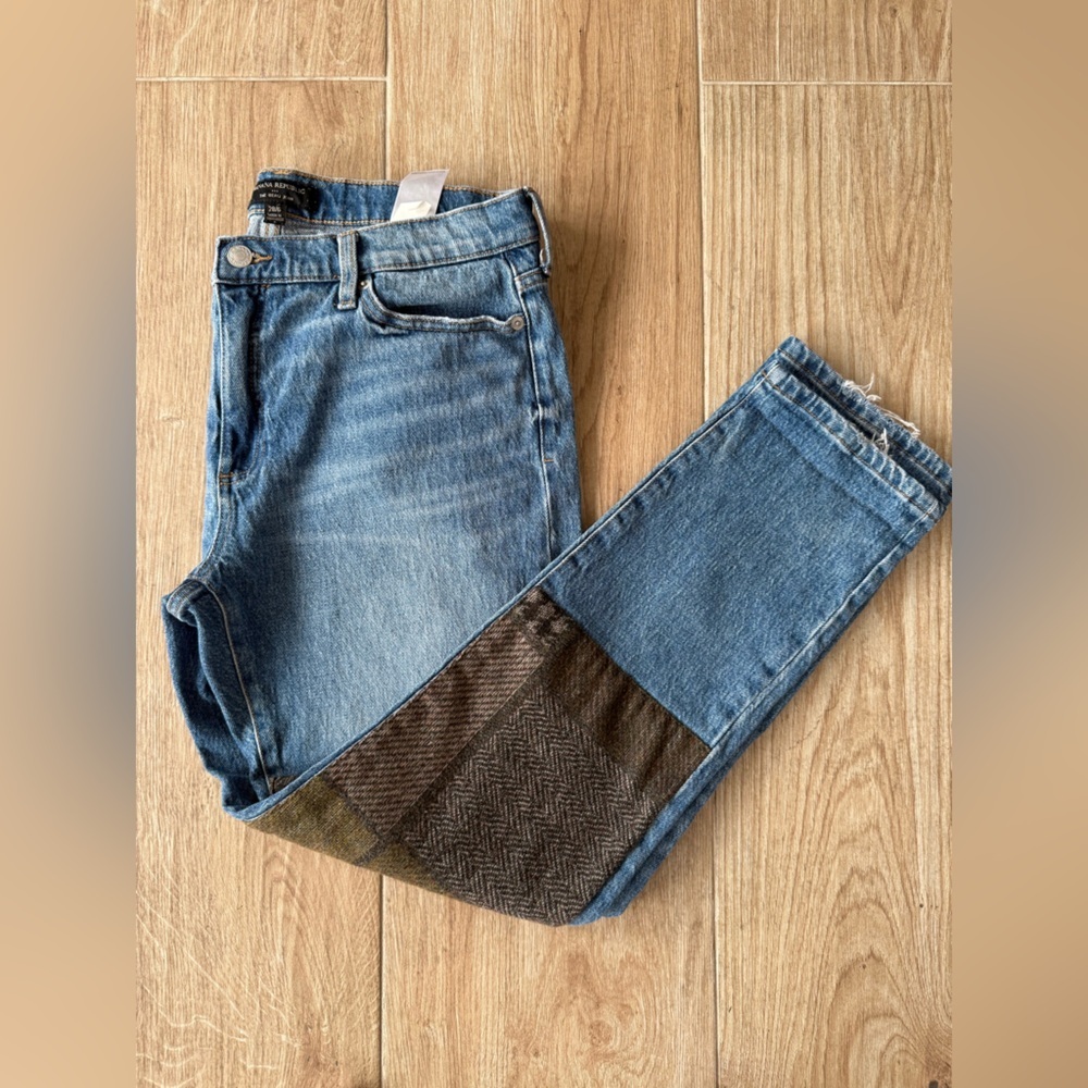 Banana Republic The Beau Wool Blend Patchwork Medium Wash Jean - Picture 5 of 6